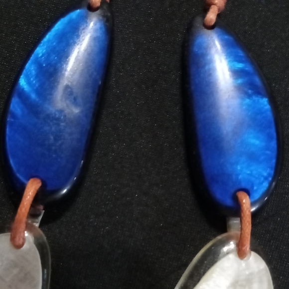 Lucite Necklace Vintage 90s Red Pearl Blue 20"-23" Lenth Translucent Plastic Fun - Picture 4 of 7